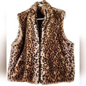 Leopard print faux fur vest KC brand size medium